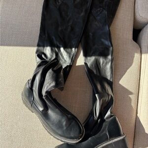 AKIRA Black Over the Knee Boots